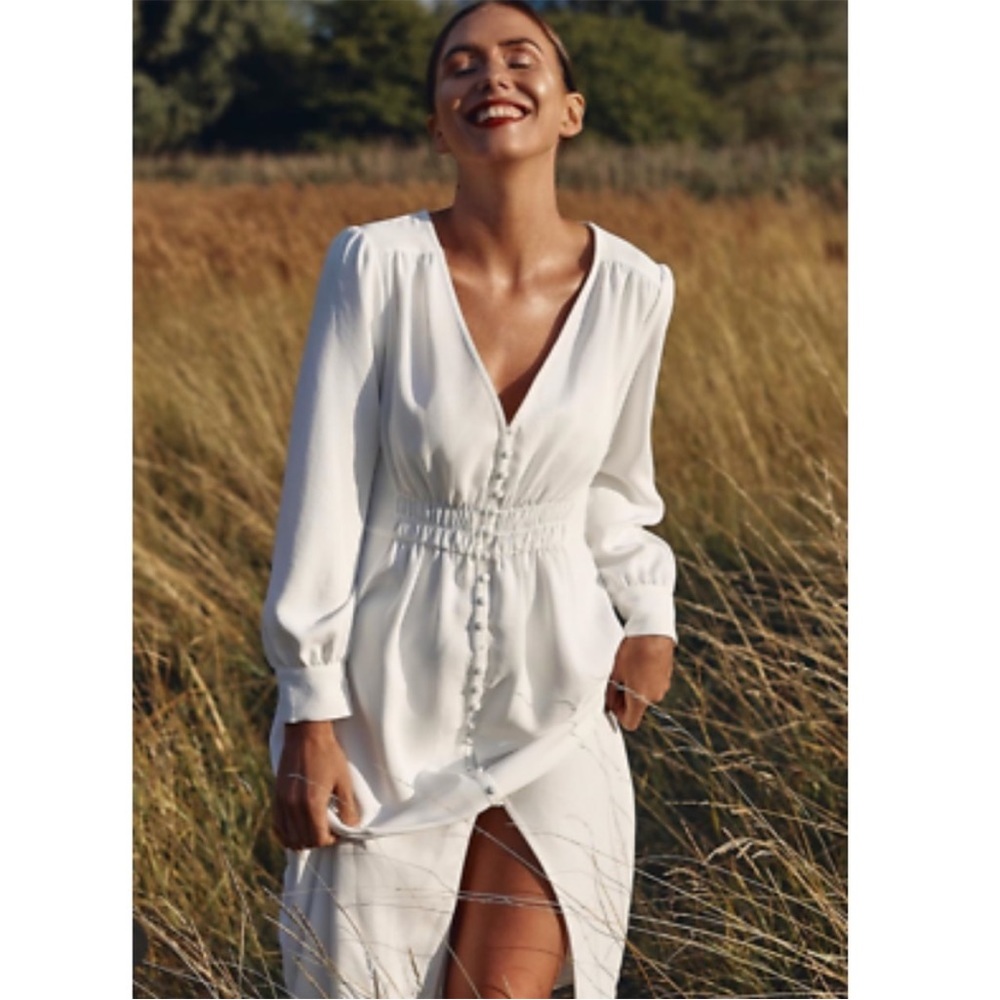 Zara long sleeve Midi White Dress